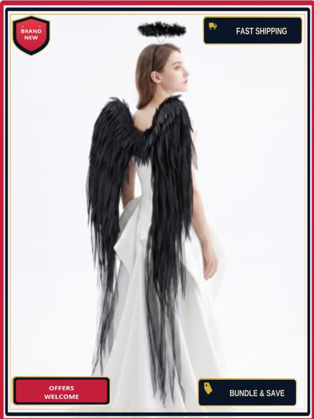 Chiffon Angel Wings and Halo Headband Set Costume Accessory